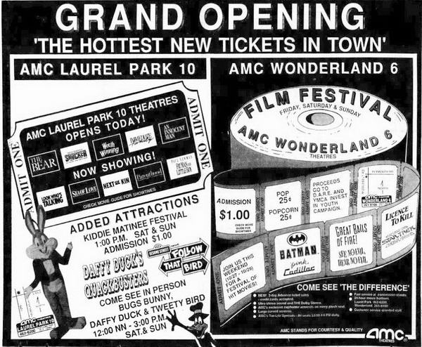 Phoenix Theatres Laurel Park Place - 1989-10-27 Ad (newer photo)